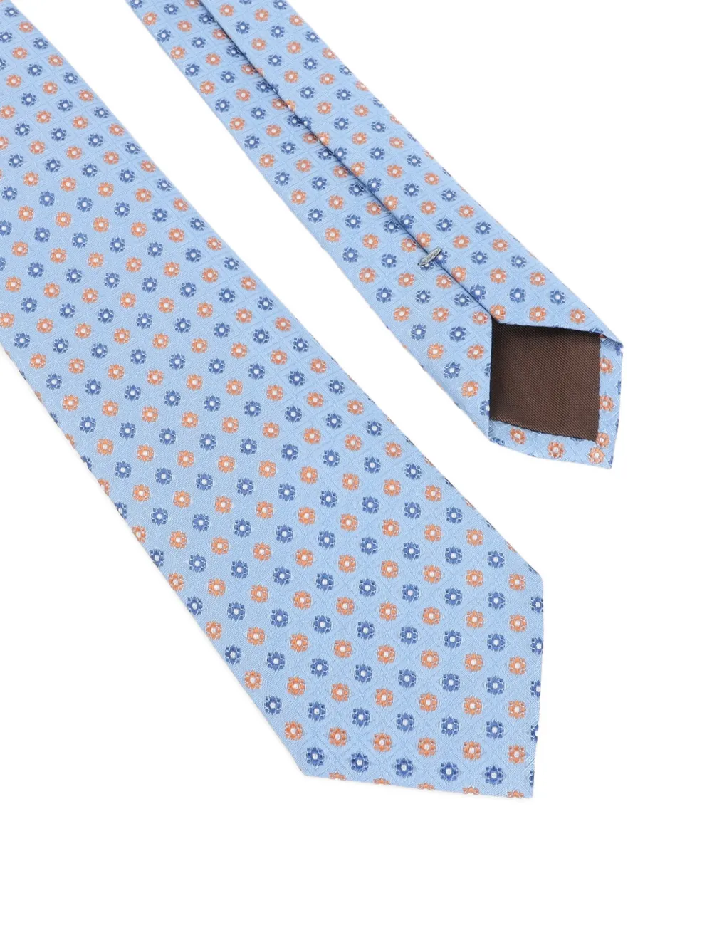 Canali Zijden stropdas met geometrisch patroon Blauw