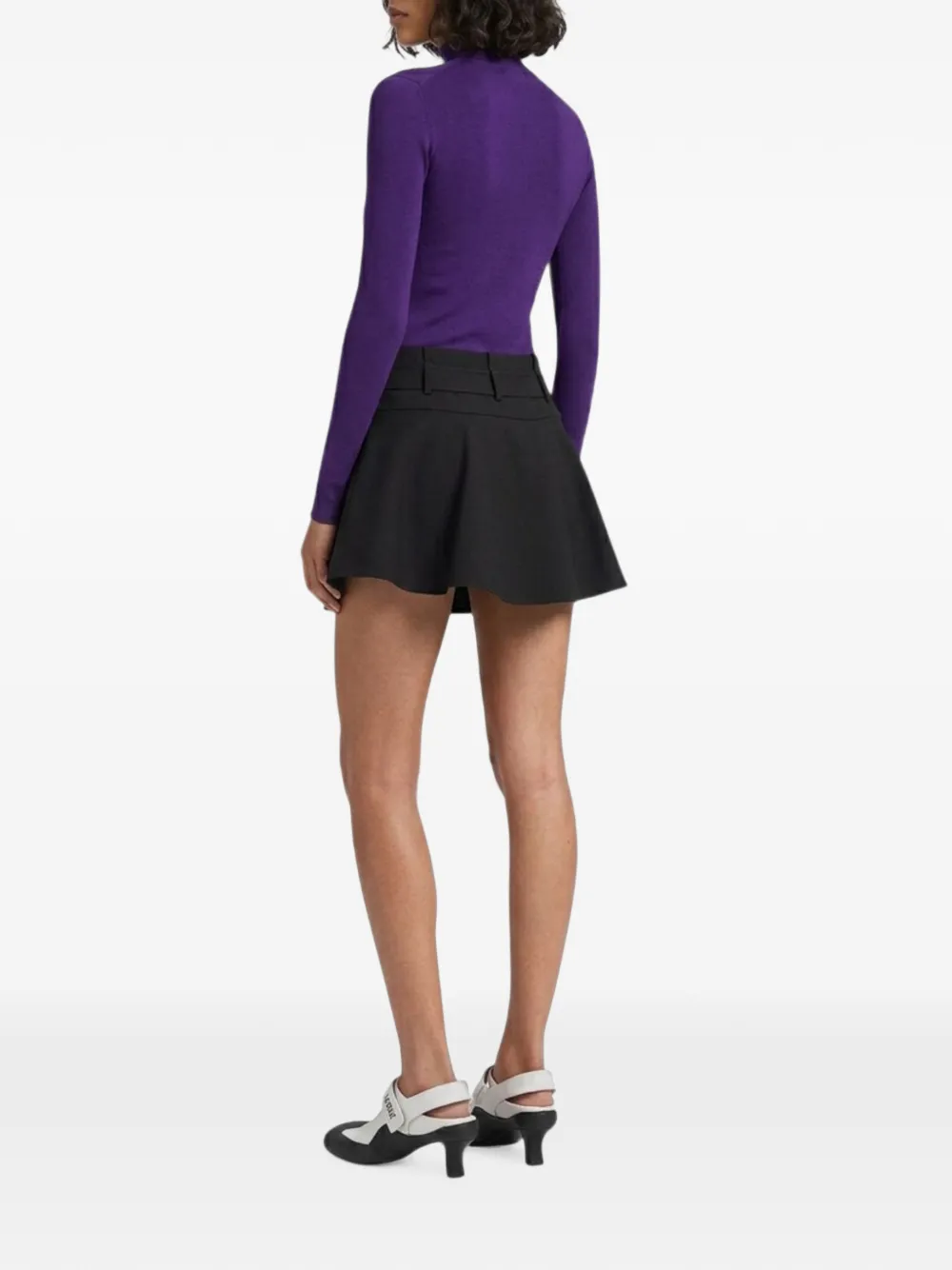 LOEWE belted flared mini skirt Zwart