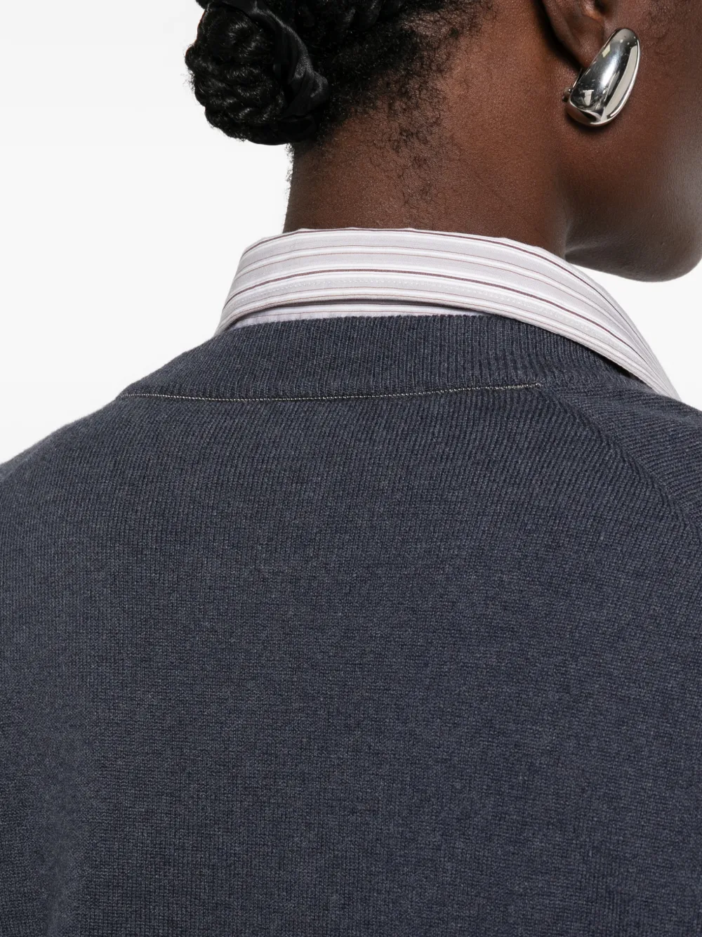 Brunello Cucinelli Trui met V-hals en lange mouwen Blauw