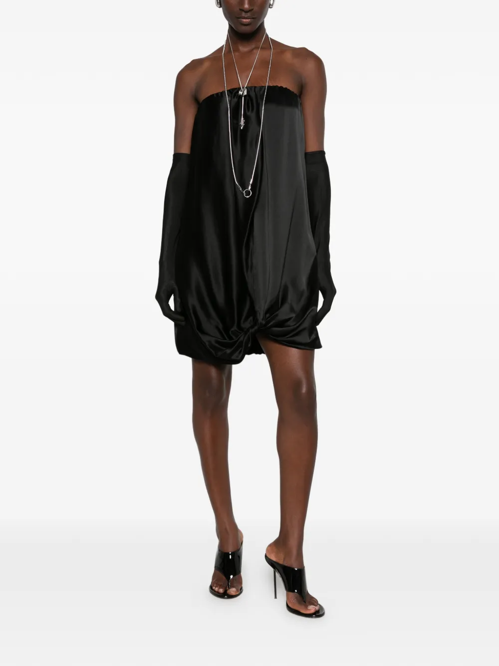 7 For All Mankind Strapless mini-jurk met gesmockte zoom Zwart