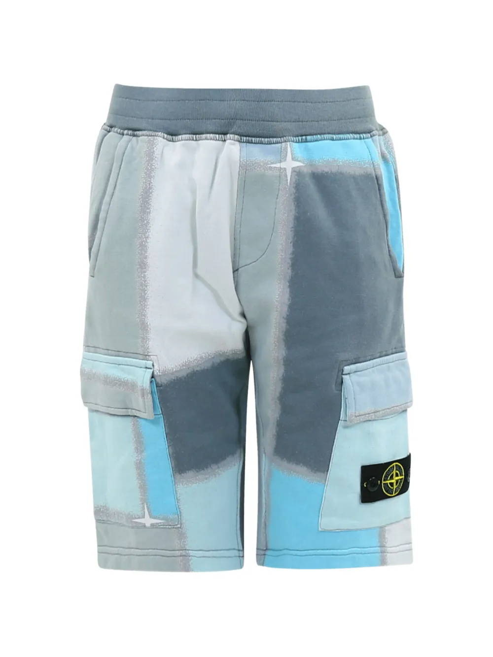 Stone Island Junior patchwork-print cargo shorts - Bleu Stone Island Junior patchwork-print cargo shorts - Bleu
