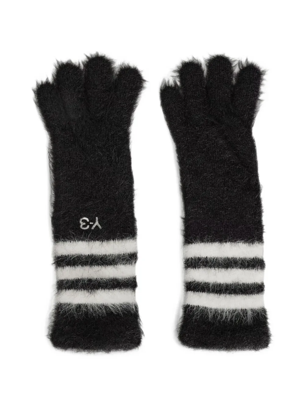 Y-3 logo-embroidered brushed-effect gloves