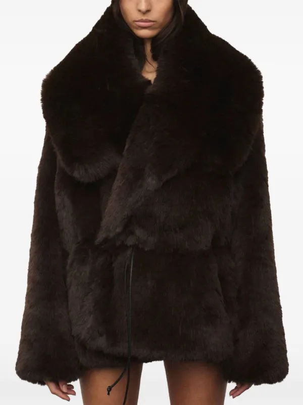Halfboy Oversized Faux-fur Jacket in Brown