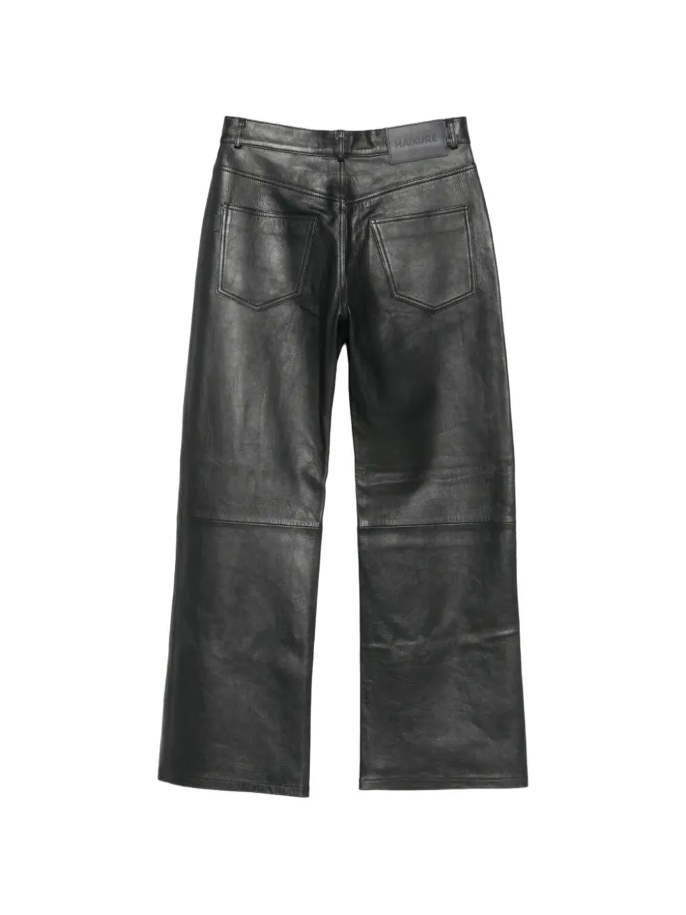 Haikure leather wide-leg trousers Zwart