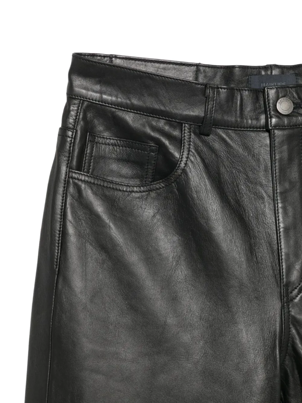 Haikure leather wide-leg trousers Zwart