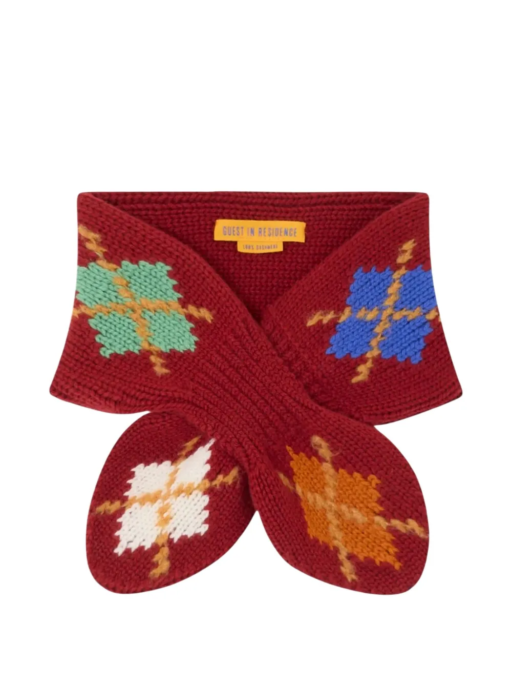 Guest In Residence argyle-intarsia bowtie scarf