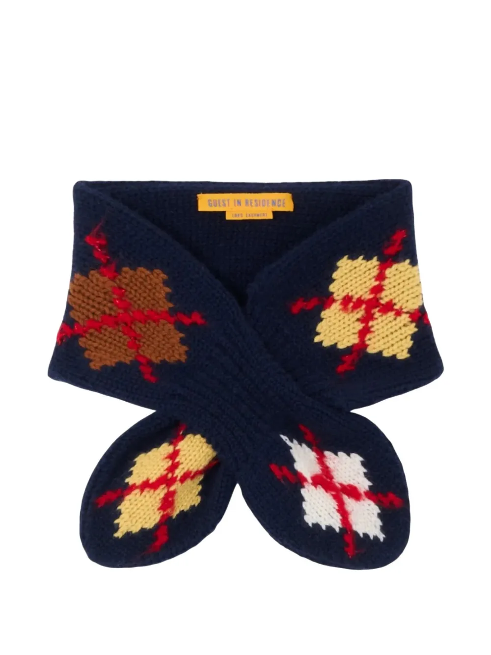 Guest In Residence argyle-intarsia bowtie scarf