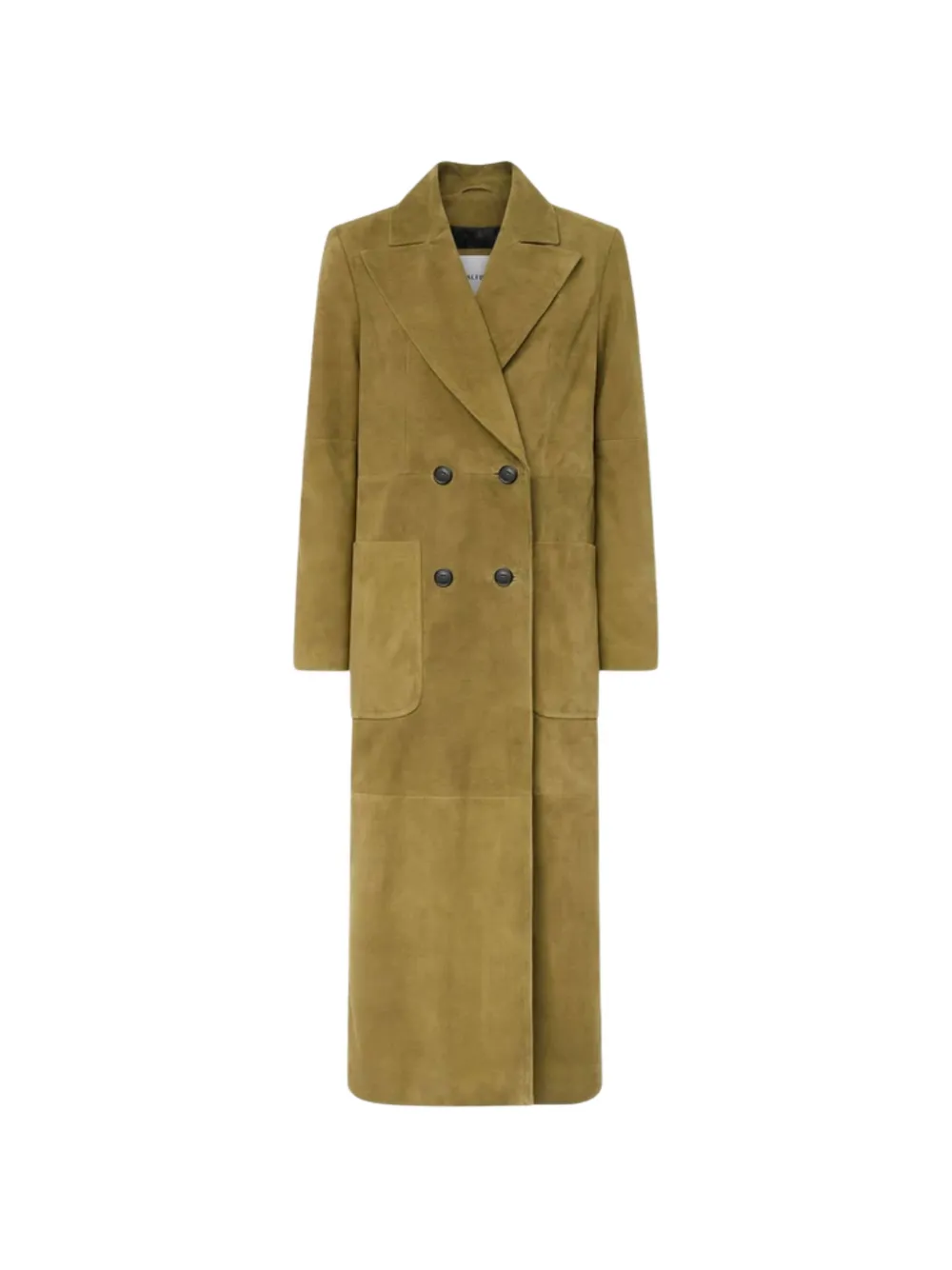 Halfboy Double-breasted Suede Coat In Green