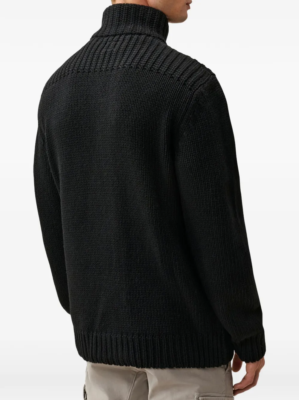 C.P. Company lambswool lens button sweater Zwart