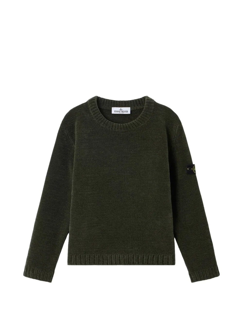 Stone Island Junior logo-patch knit sweater - Verde