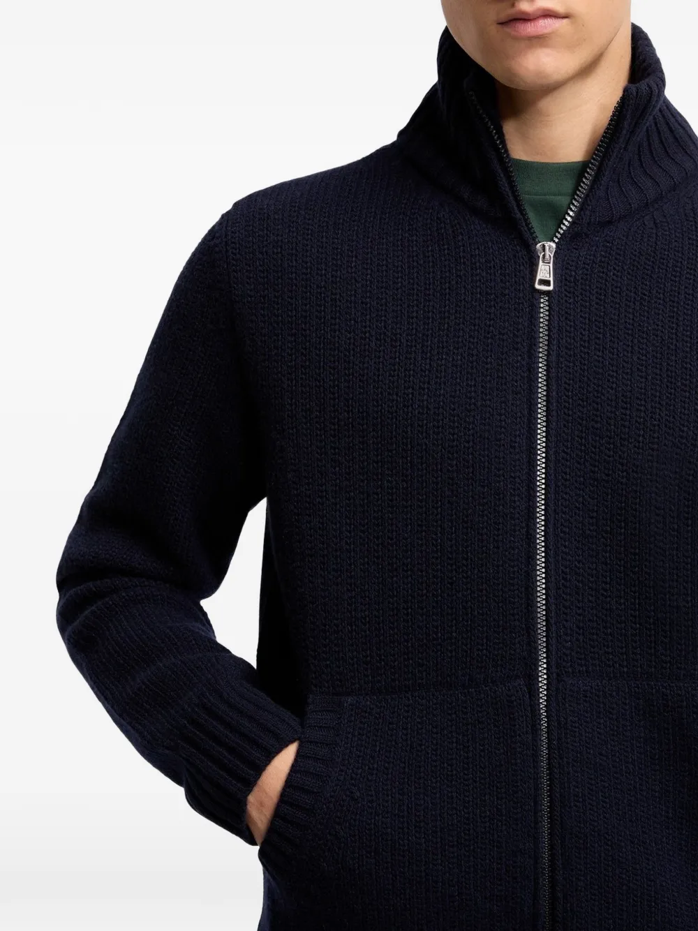 Moncler logo-patch zip-fastening cardigan Blauw