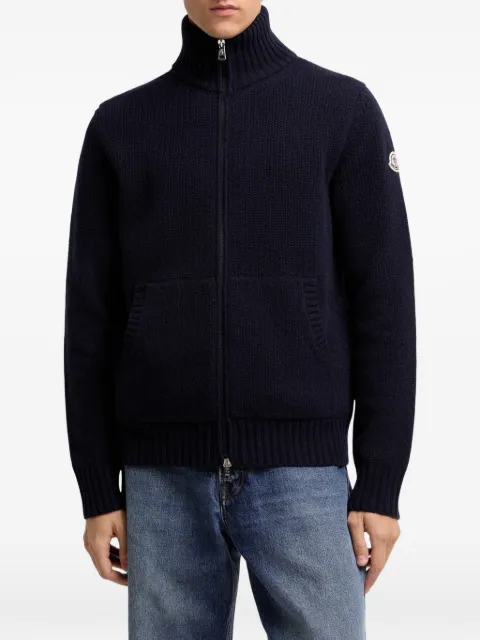 Moncler logo-patch zip-fastening cardigan