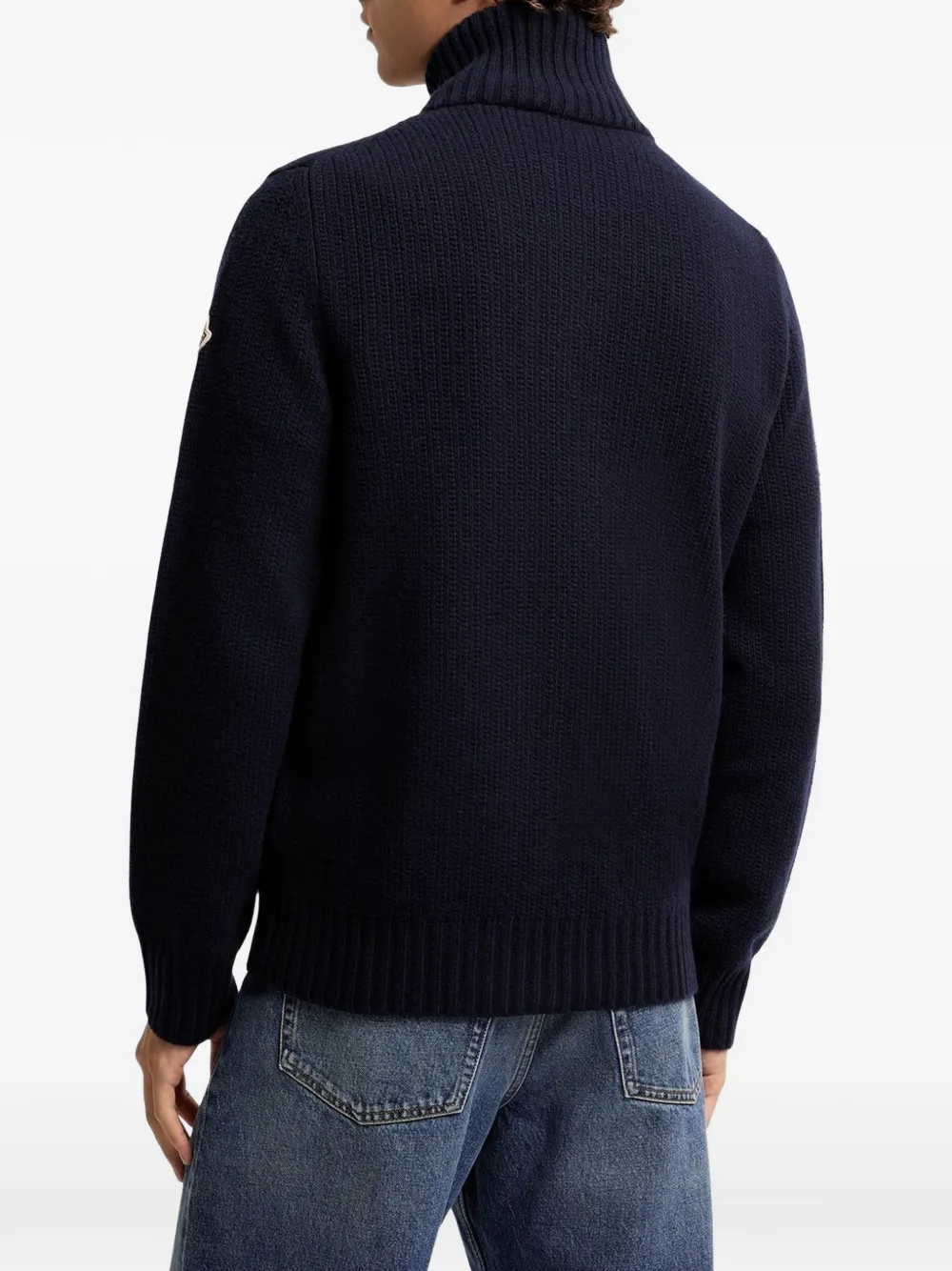 Moncler logo-patch zip-fastening cardigan Blauw