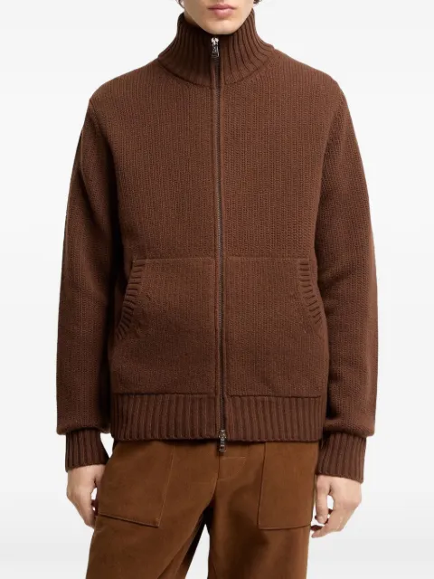 Moncler logo-patch zip-up cardigan