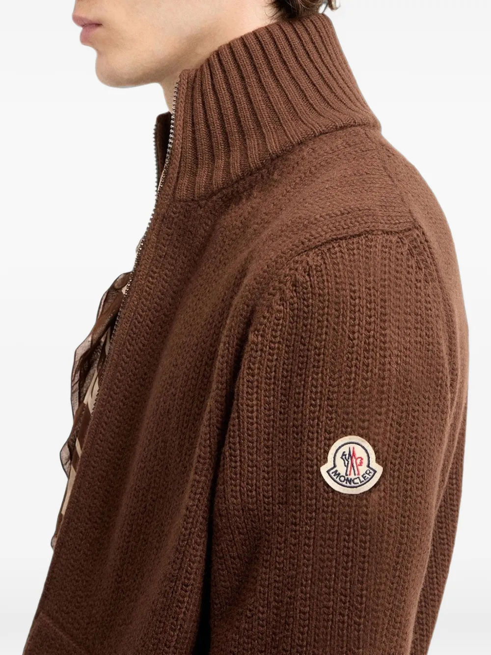 Moncler Vest met logopatch en rits Bruin