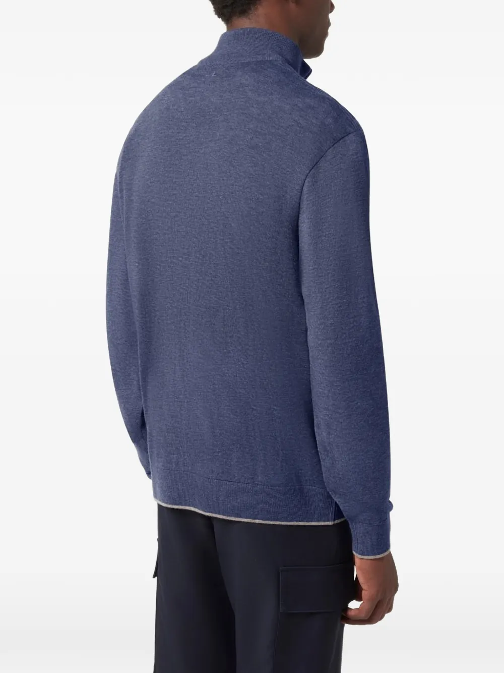 Paul & Shark Piuma wollen trui met halve rits Blauw