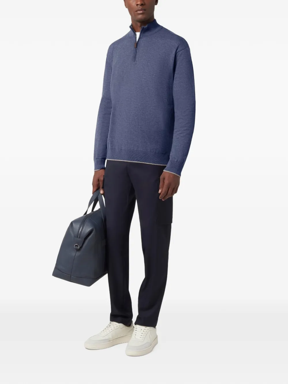 Paul & Shark Piuma wollen trui met halve rits Blauw