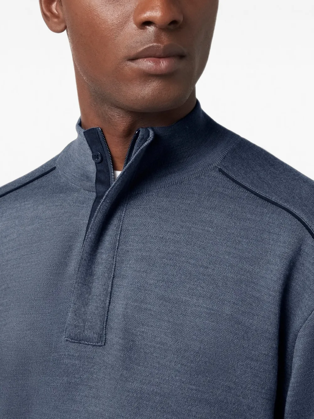 Paul & Shark Trui van merinowol met halve rits Blauw