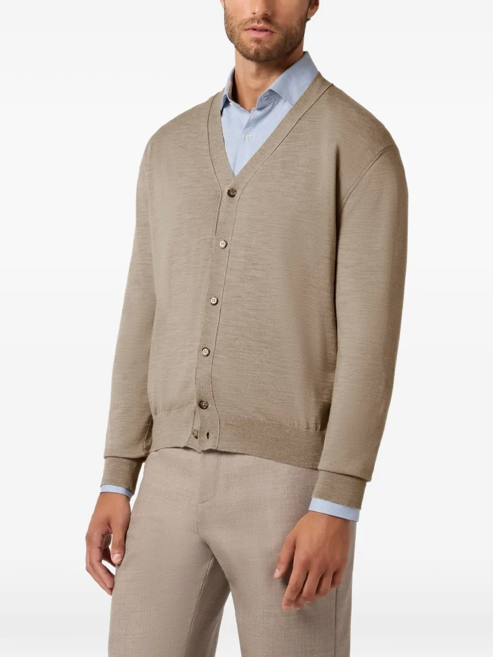 Paul & Shark fine-knit wool cardigan Beige