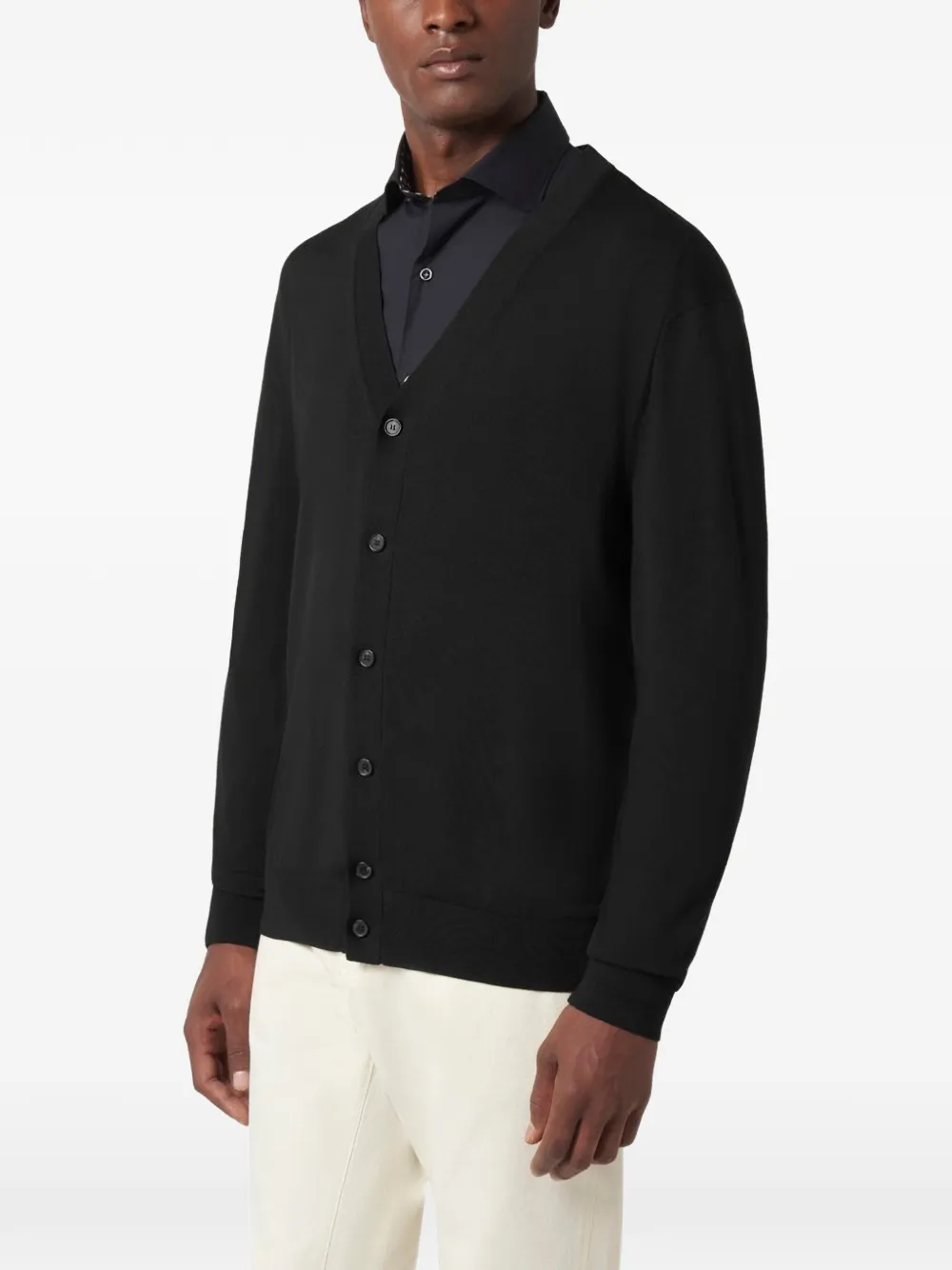 Paul & Shark Vest van merinowol met knopen Zwart