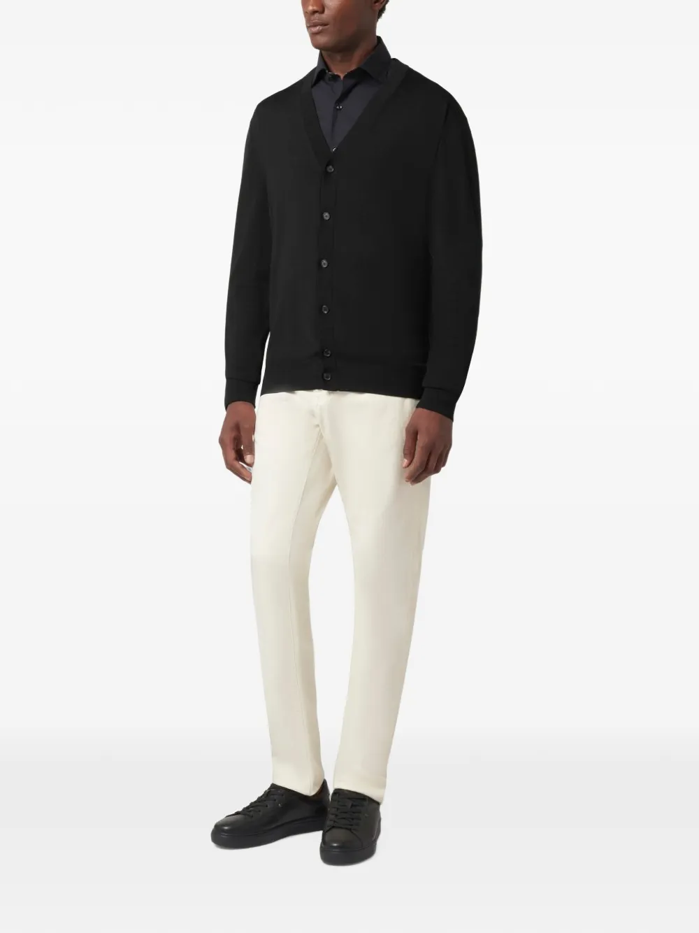 Paul & Shark Vest van merinowol met knopen Zwart