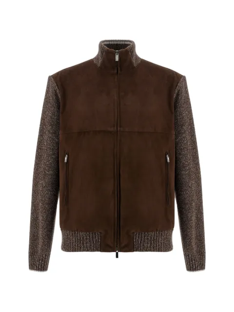 Paul & Shark suede-panelled zip-up bomber jacket