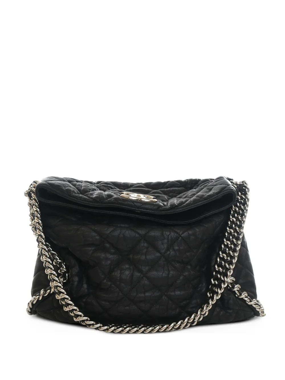 CHANEL Pre-Owned 2010-2011 Quilted Washed Lambskin Chain Around Hobo shoulder bag - Nero