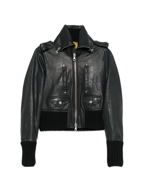 DSQUARED2 2000s ribbed-trim leather jacket