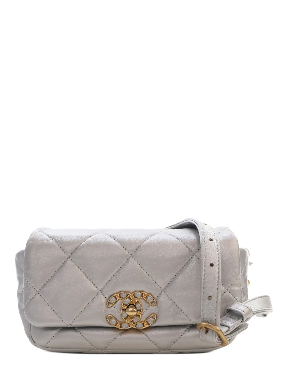 CHANEL Pre-Owned 2020 Metallic Lambskin 19 belt bag - Argento