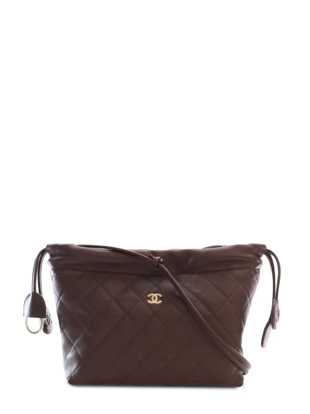 CHANEL Pre-Owned 2021-2026 CC Quilted Lambskin Drawstring Clutch with Strap crossbody bag - Marrone