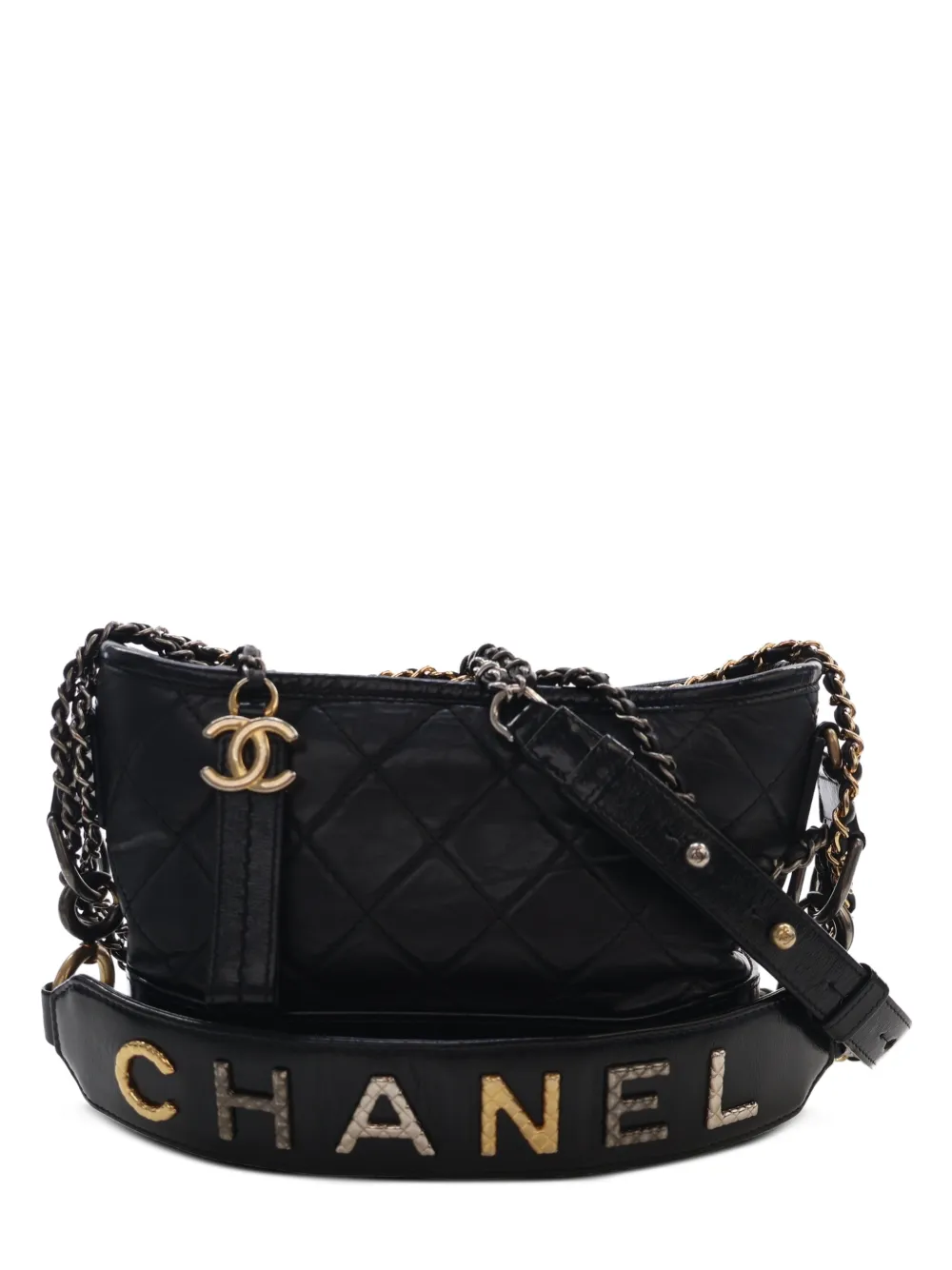 CHANEL Pre-Owned 2020 Small Quilted Aged Calfskin Gabrielle Hobo satchel - Nero