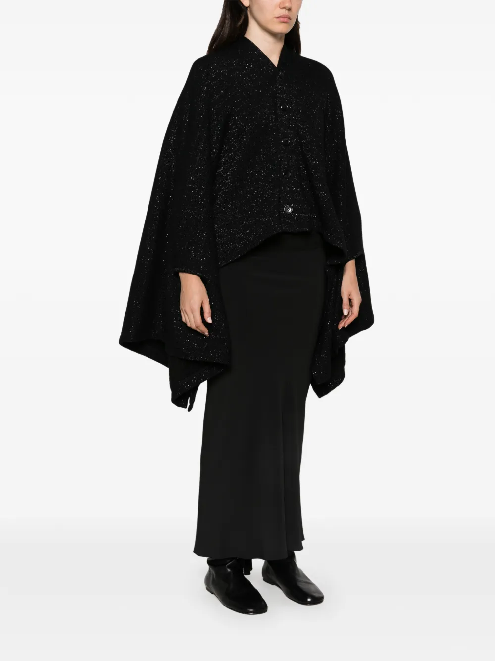 Junya Watanabe glitter-effect button-up sweater Zwart