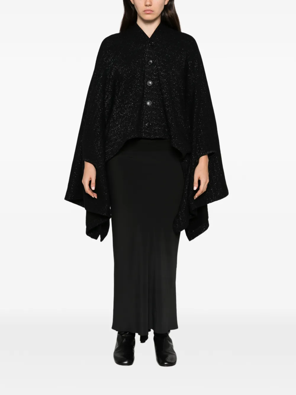Junya Watanabe glitter-effect button-up sweater Zwart