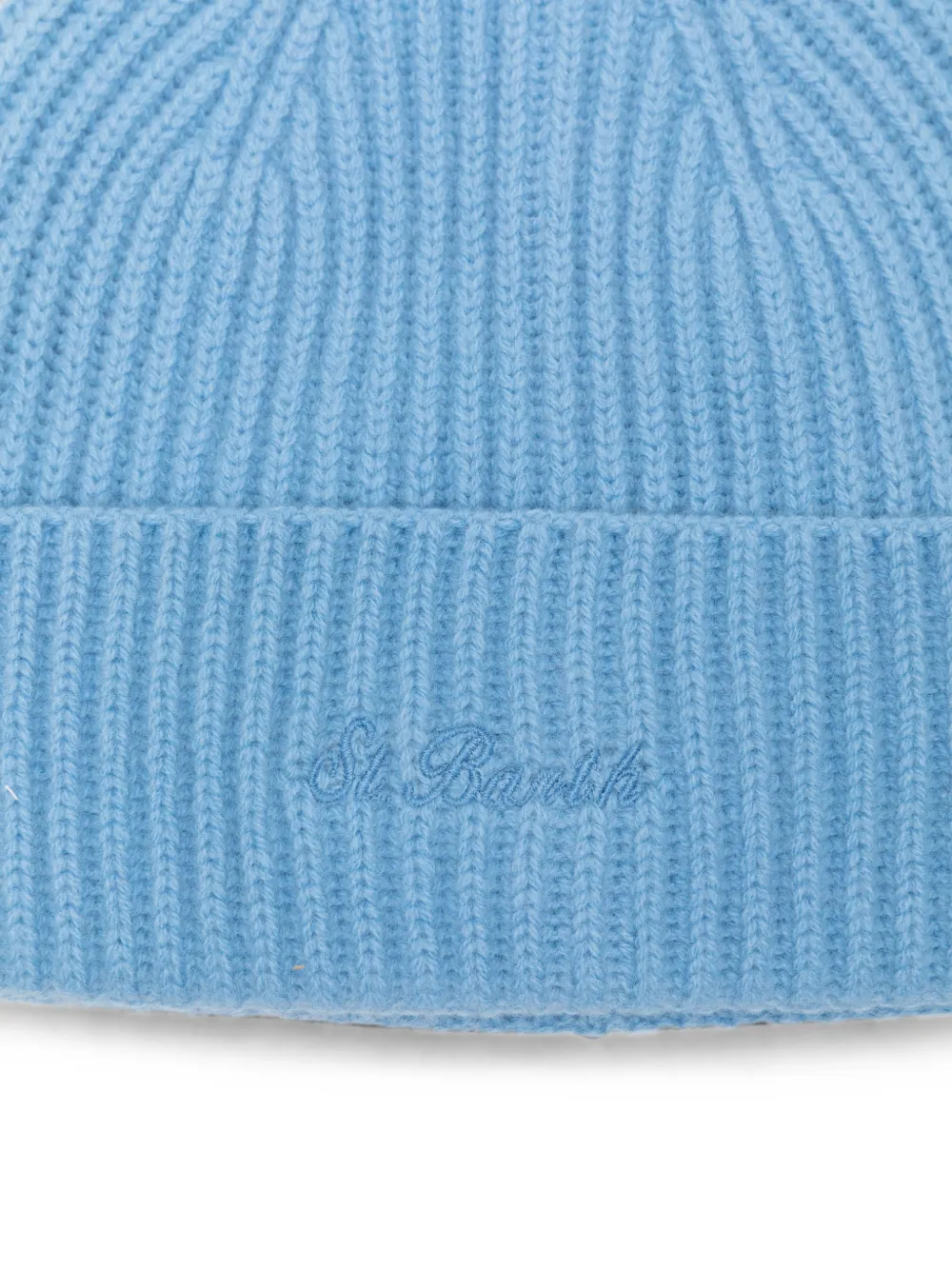 MC2 Saint Barth Moss ribgebreide muts met geborduurd logo Blauw