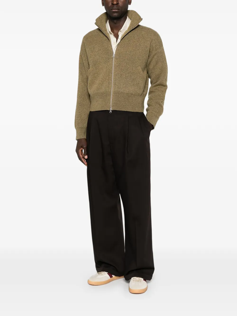 extreme cashmere Vest met rits en geribbelde afwerking Groen