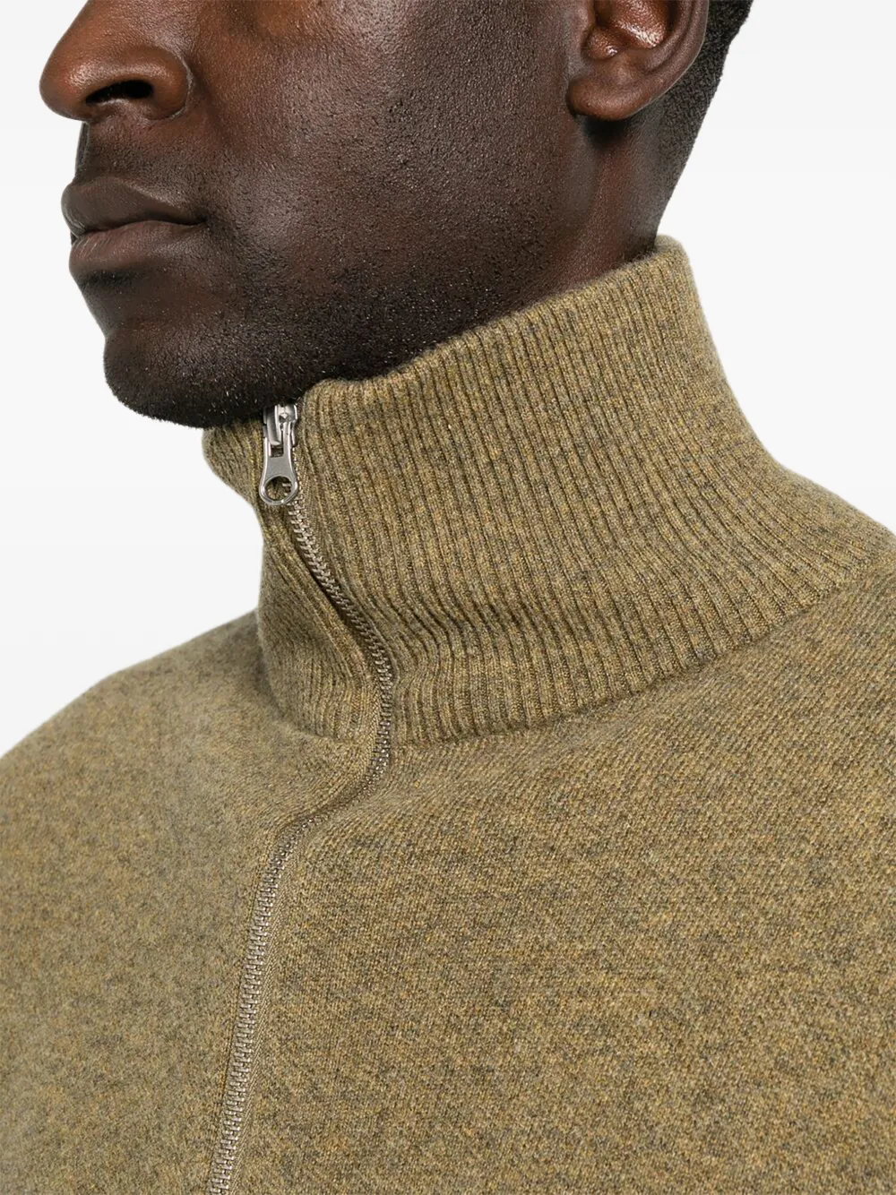 extreme cashmere Vest met rits en geribbelde afwerking Groen