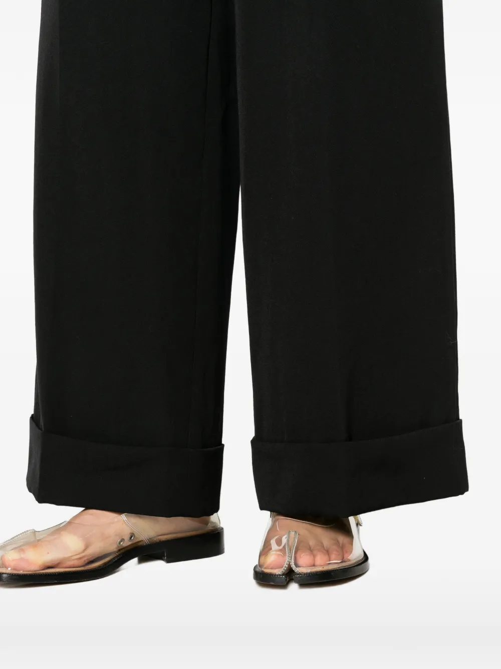 Junya Watanabe Geplooide broek met omgeslagen pijpen Zwart