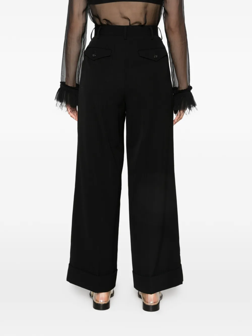 Junya Watanabe Geplooide broek met omgeslagen pijpen Zwart