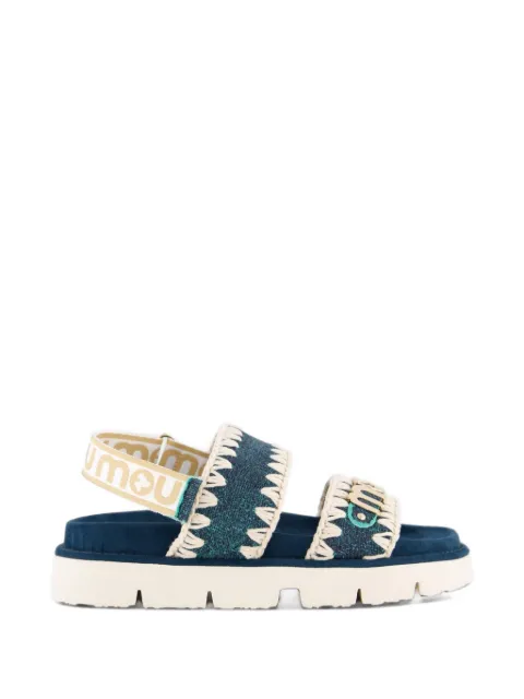 Mou crochet-trim back-strap sandals