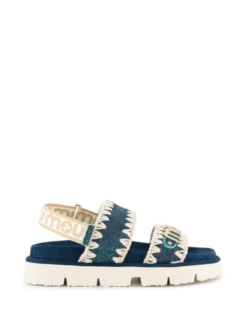 Mou crochet-trim back-strap sandals