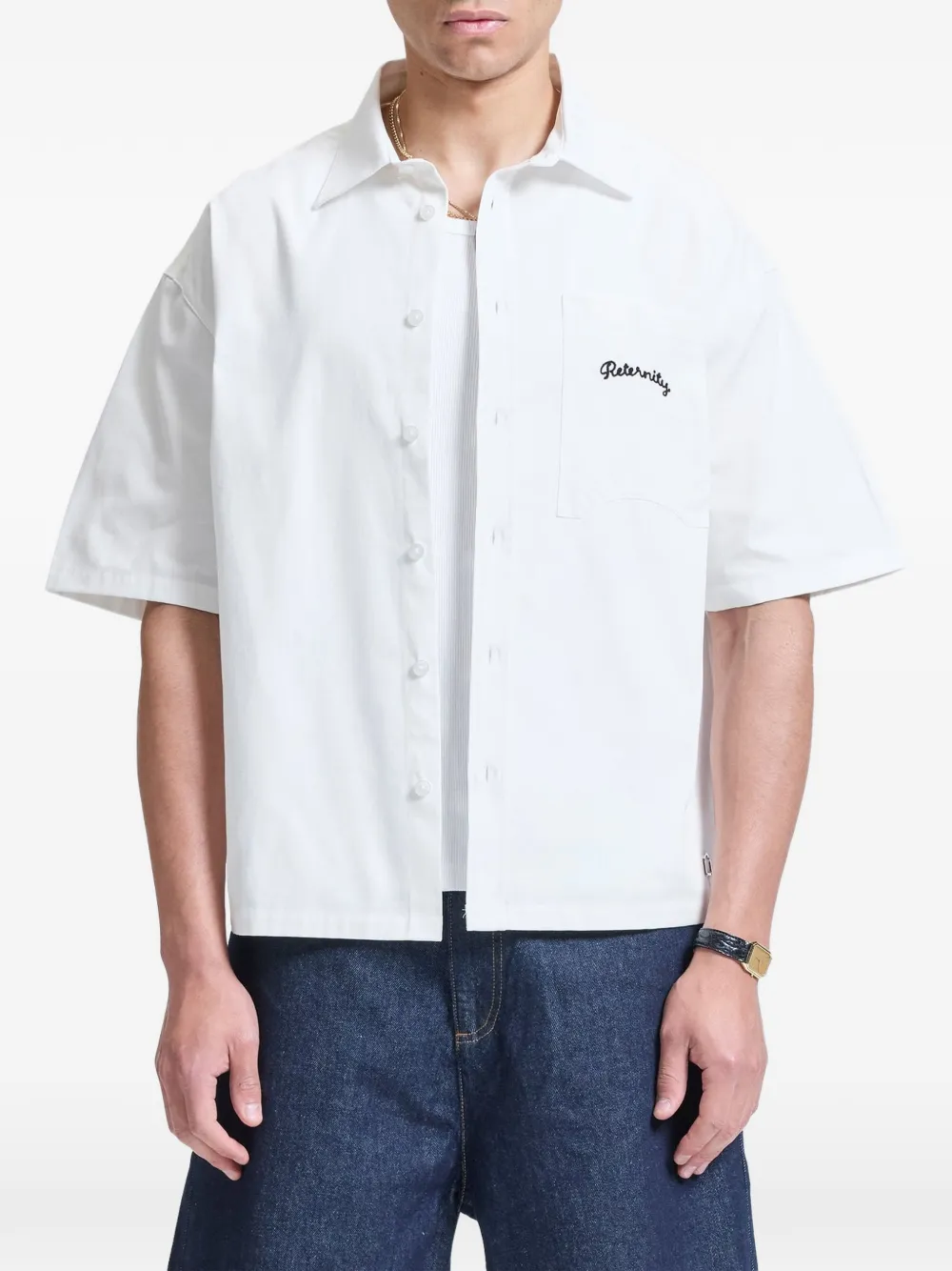 RETERNITY Le Progress logo-embroidered short-sleeve shirt