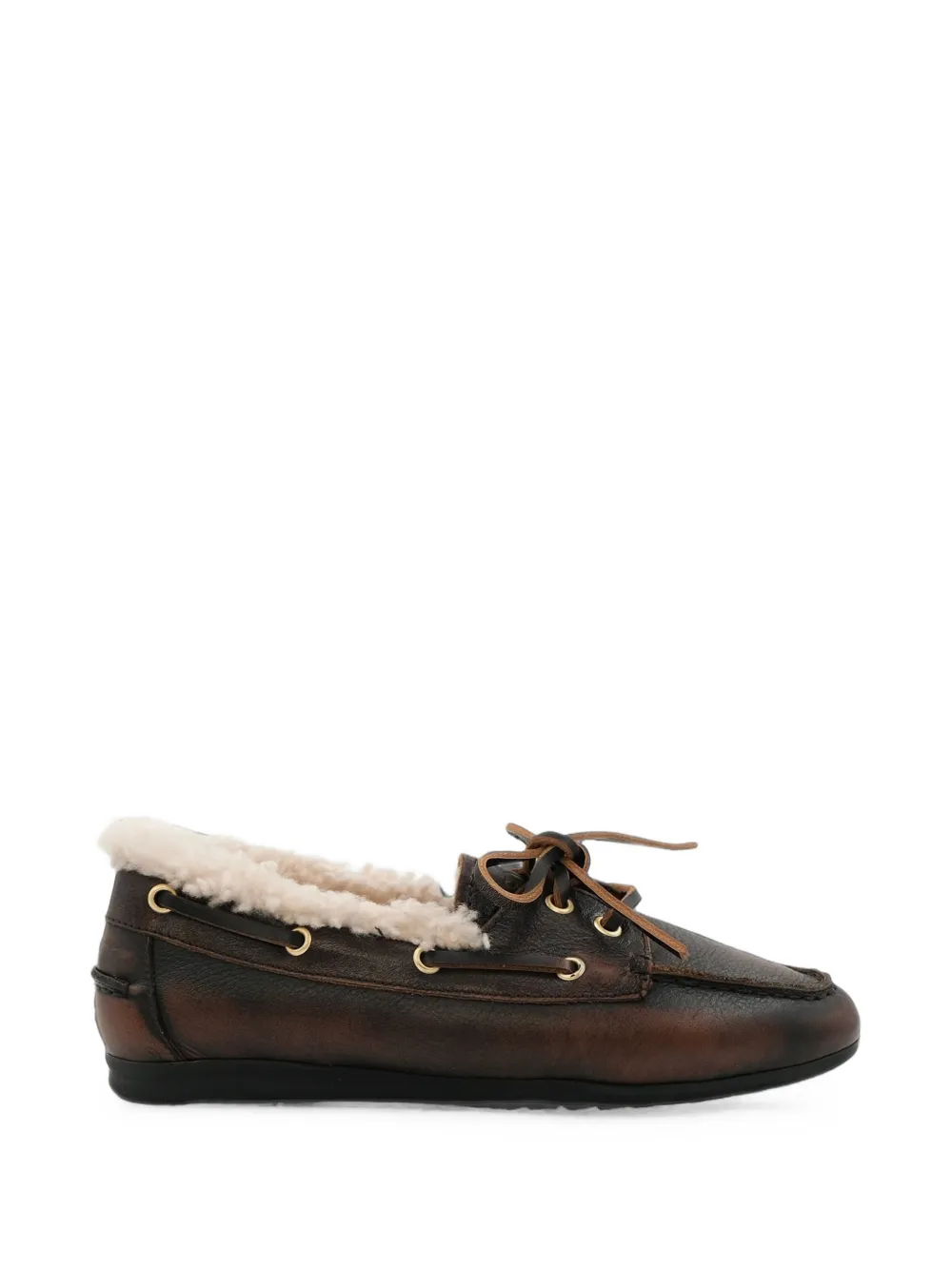 TORAL SHOES Nahua shearling-trim leather loafers - Marrone