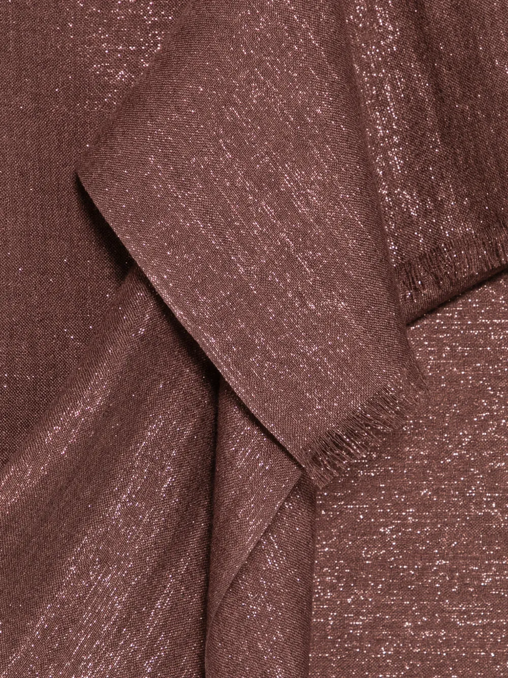 Brunello Cucinelli shimmer-effect frayed scarf Bruin