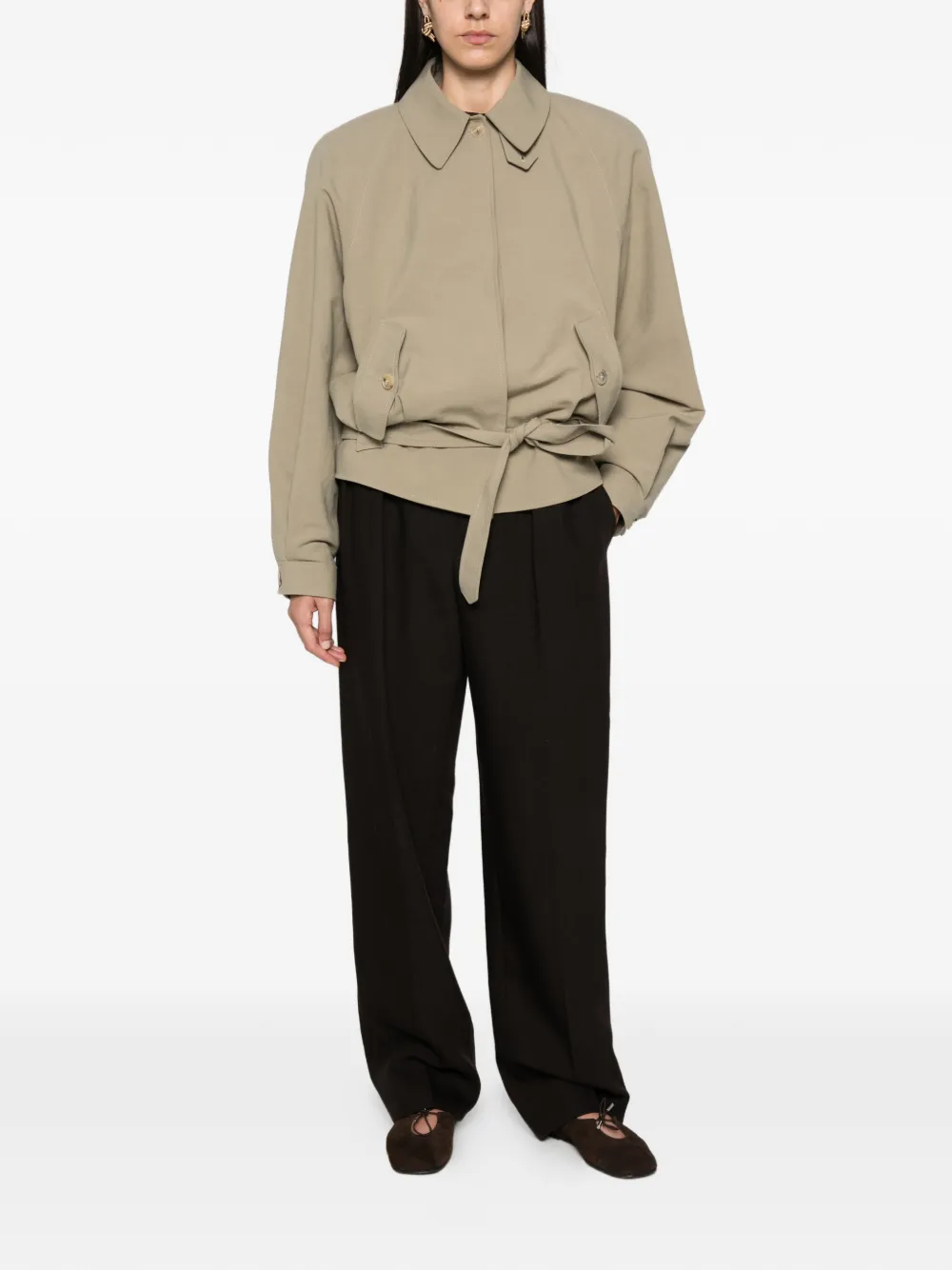 Magda Butrym belted button-up jacket - Tons neutres Magda Butrym belted button-up jacket - Tons neutres