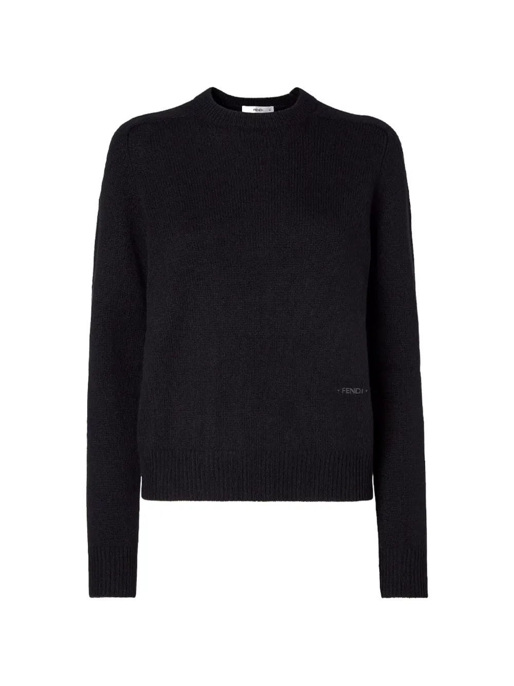 FENDI embroidered-logo crew-neck sweater - Nero
