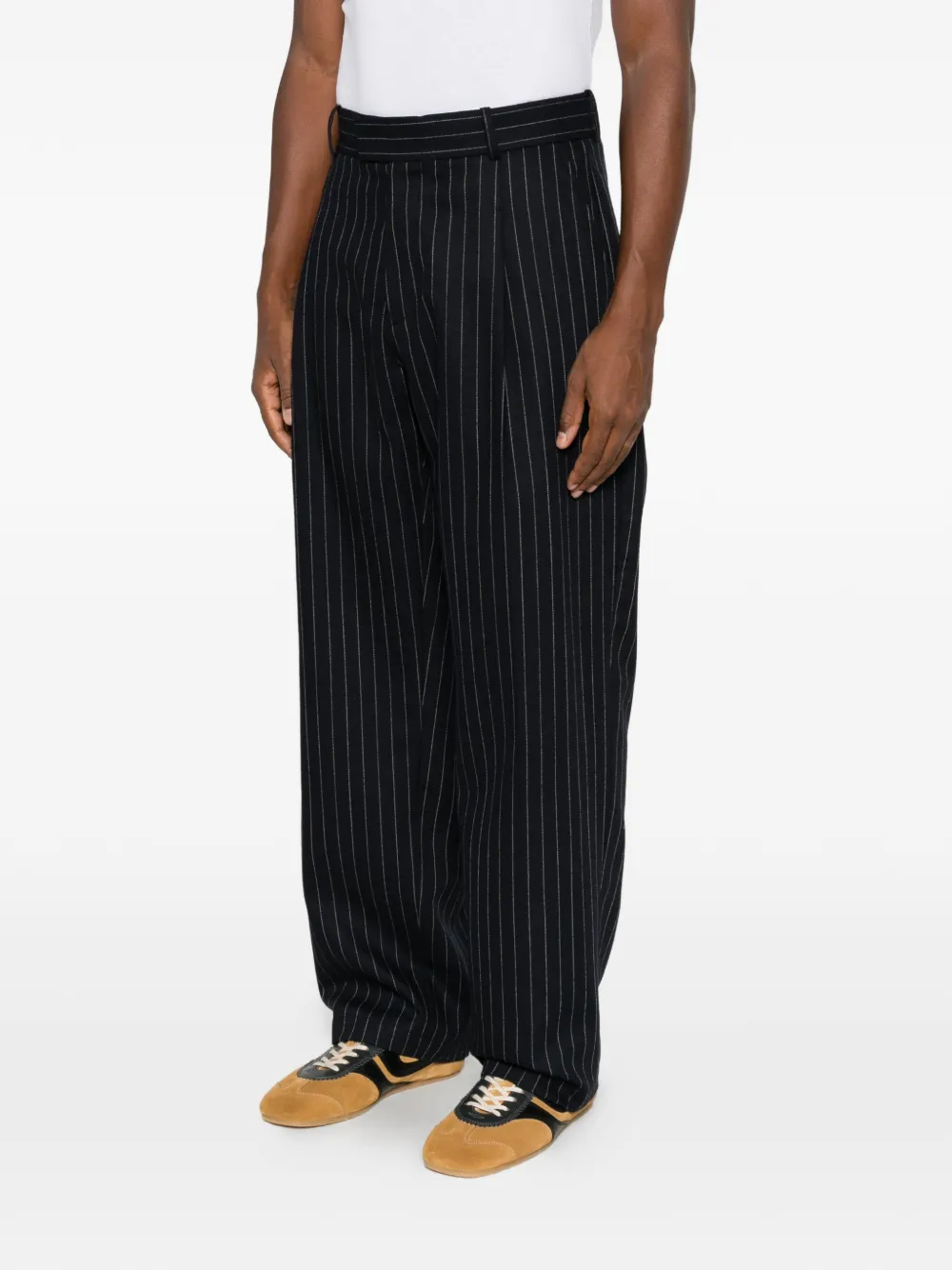 Drôle De Monsieur Broek met krijtstreep Blauw