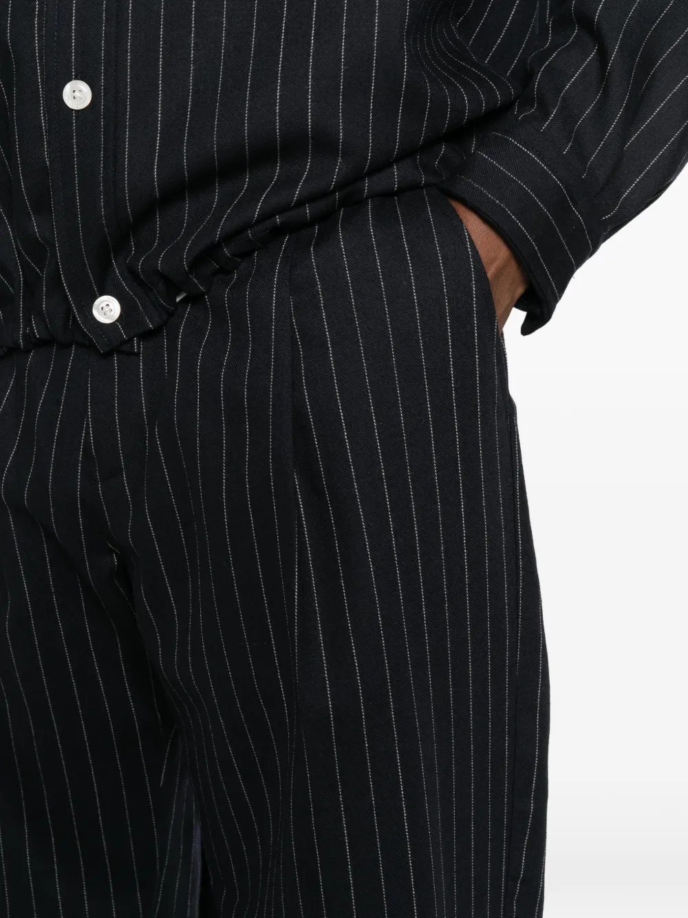 Drôle De Monsieur Broek met krijtstreep Blauw