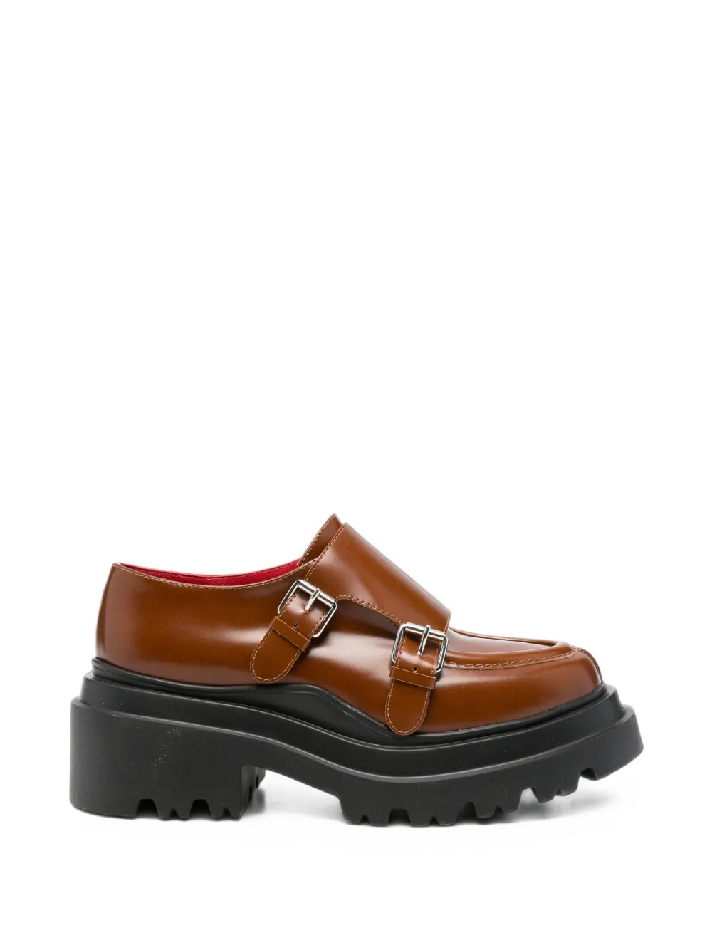Plan C buckled chunky-sole loafers - Marrone