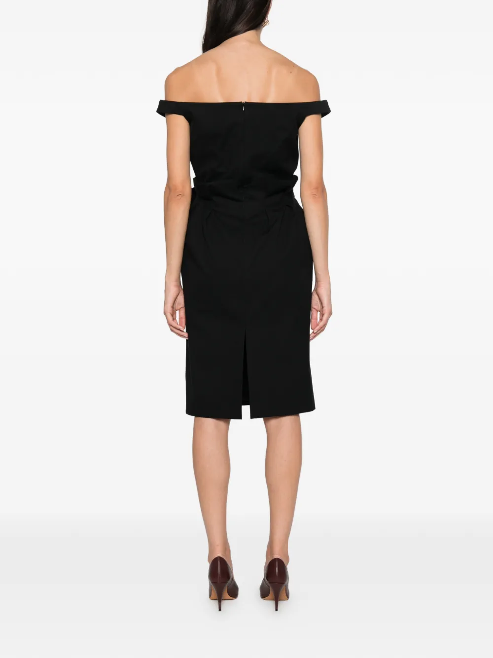 Magda Butrym Off-shoulder jurk met rozetdetail Zwart