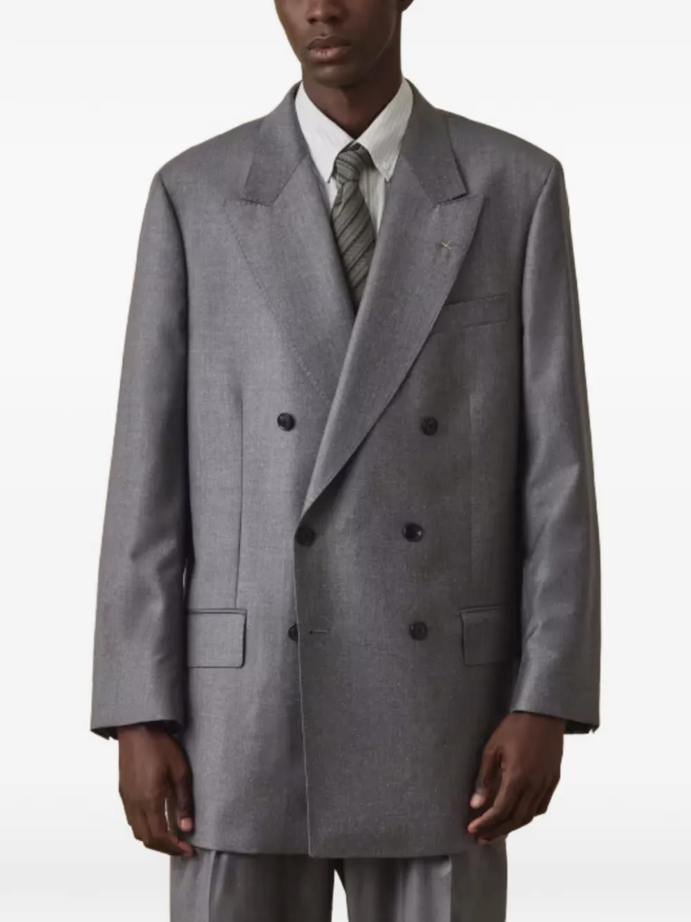 Paul Smith Oversized wollen blazer met dubbele rij knopen en stippen Grijs